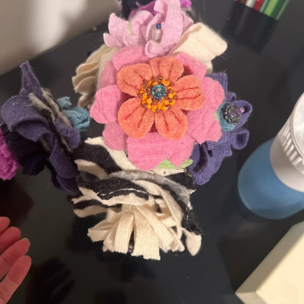 Handmade felt flowers with vase